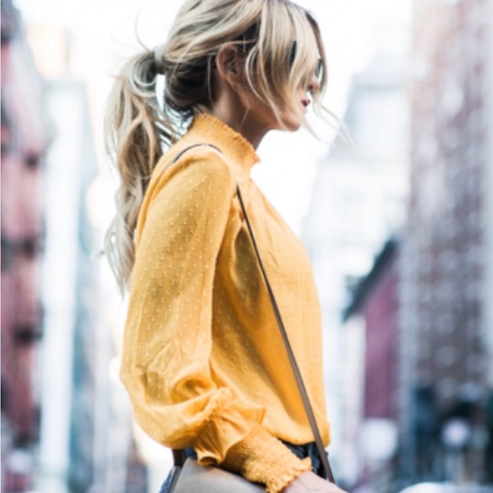 English Factory Marigold Swiss Dot Blouse Size S